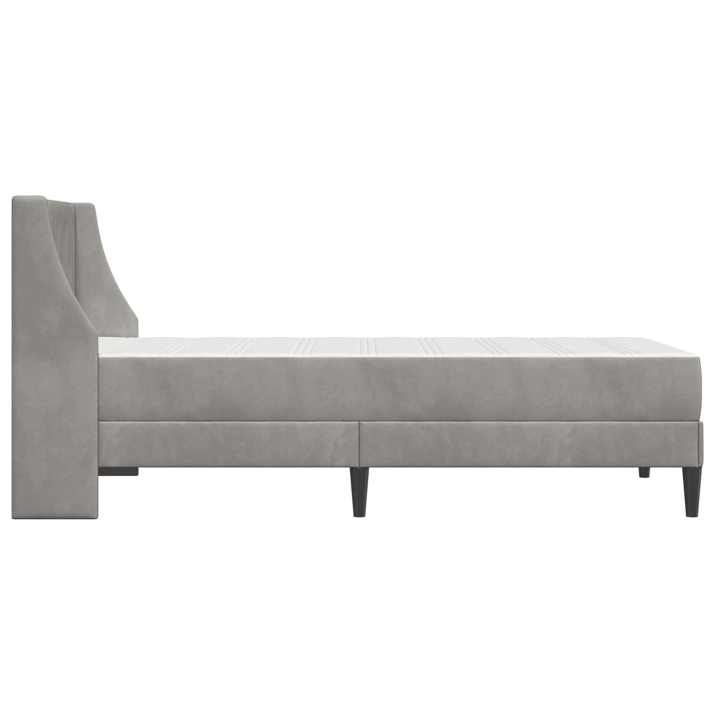 Bettgestell mit Matratze mit Matratze Hellgrau 90 x 200 cm Samt