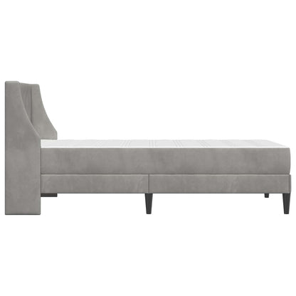 Bettgestell mit Matratze mit Matratze Hellgrau 90 x 200 cm Samt