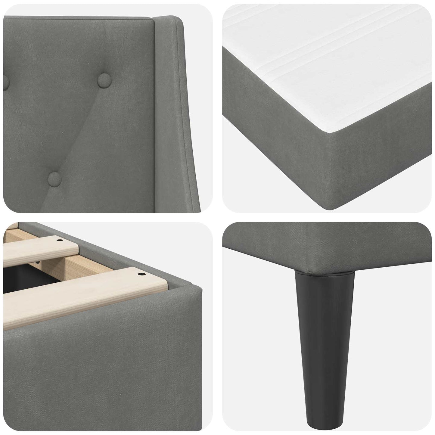 Bettgestell mit Matratze Dunkelgrau 90 x 200 cm Samt