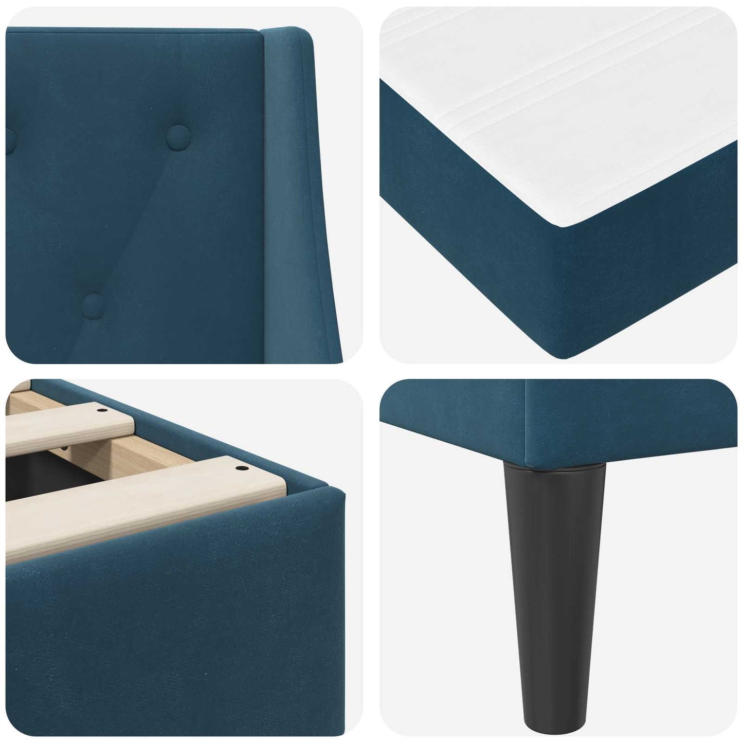 Bettgestell mit Matratze mit Matratze Blau 100 x 200 cm Samt