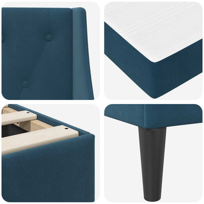 Bettgestell mit Matratze mit Matratze Blau 100 x 200 cm Samt