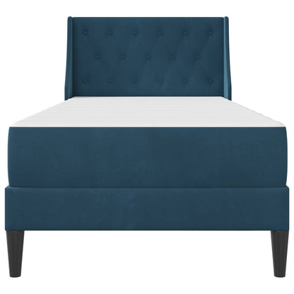 Bettgestell mit Matratze mit Matratze Blau 100 x 200 cm Samt