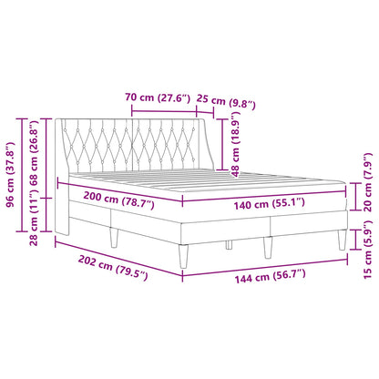 Bettgestell mit Matratze mit Matratze Schwarz 140 x 200 cm Samt