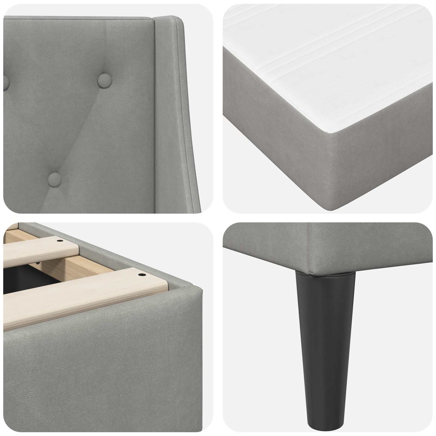 Bettgestell mit Matratze Hellgrau 160 x 200 cm Samt