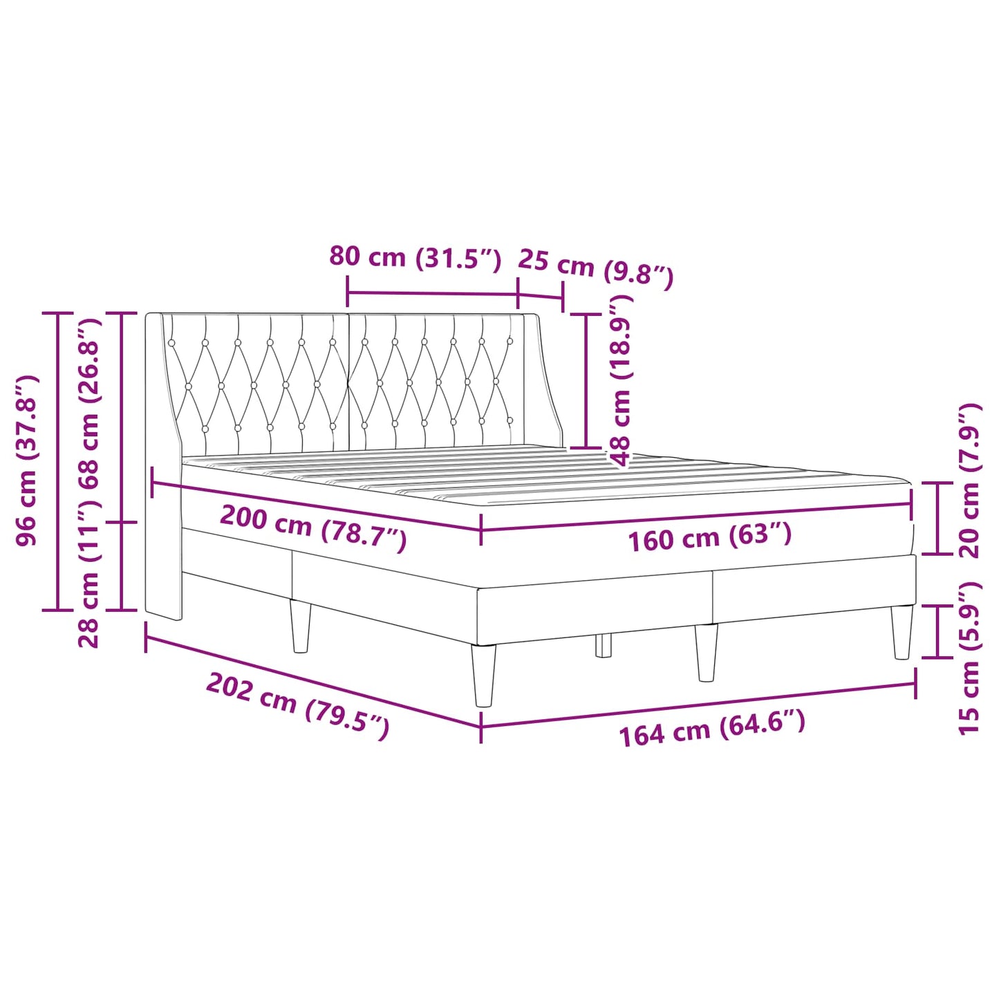 Bettgestell mit Matratze Hellgrau 160 x 200 cm Samt