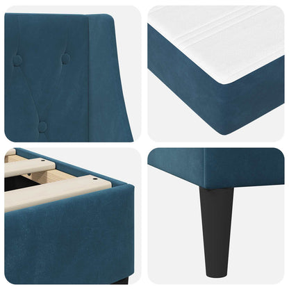 Bettgestell mit Matratze mit Matratze Blau 160 x 200 cm Samt