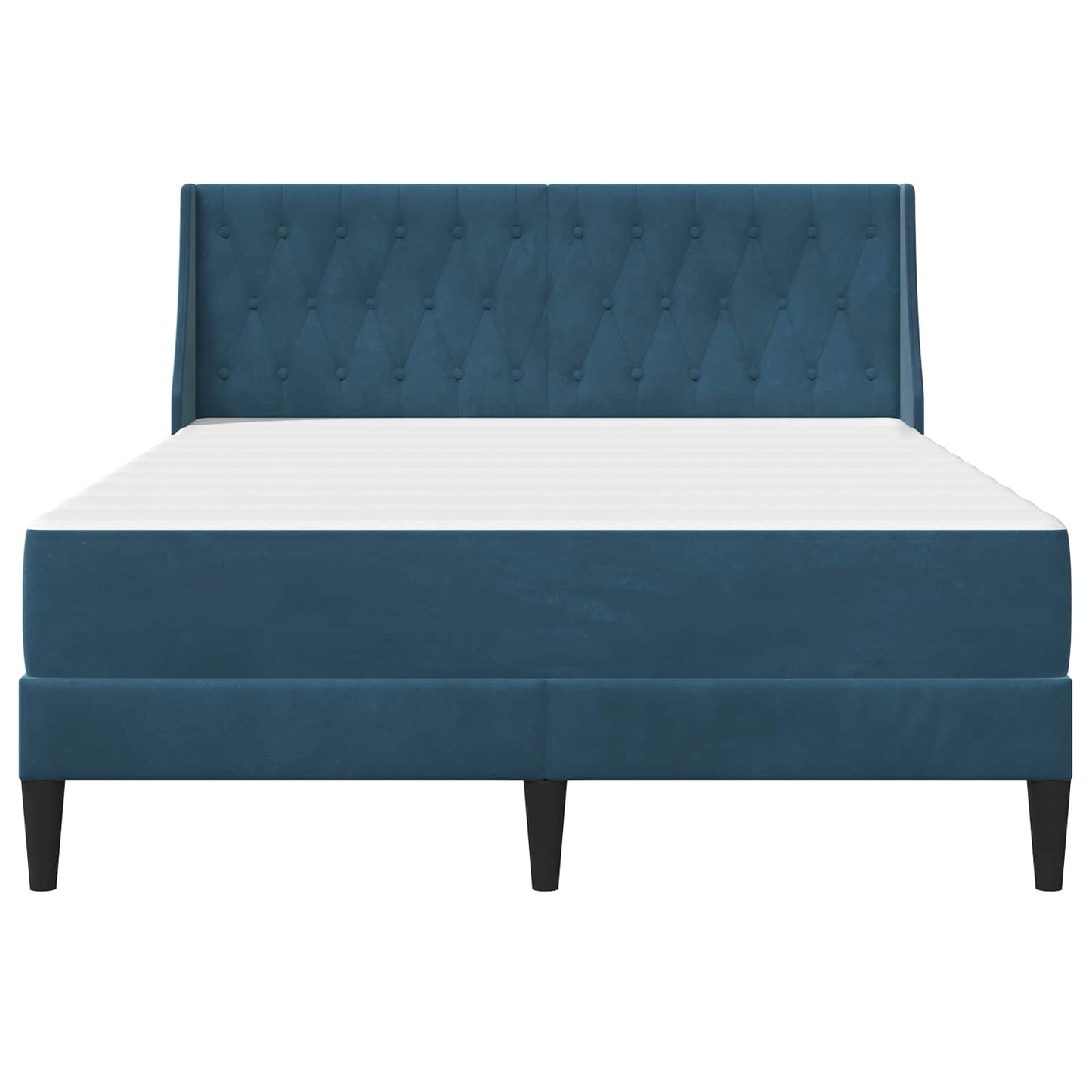 Bettgestell mit Matratze mit Matratze Blau 160 x 200 cm Samt