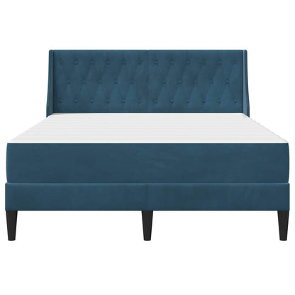 Bettgestell mit Matratze mit Matratze Blau 160 x 200 cm Samt