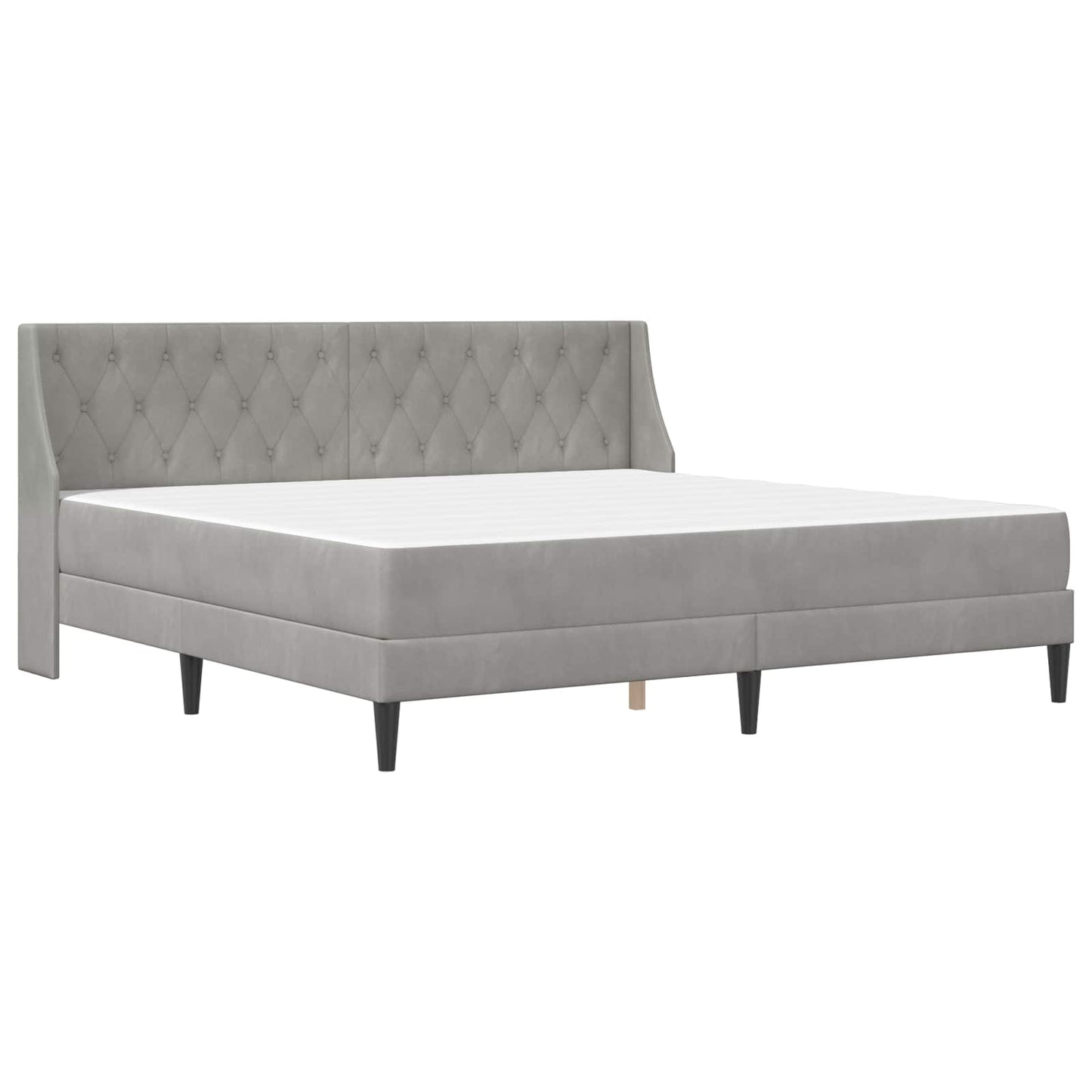 Bettgestell mit Matratze Hellgrau 200 x 200 cm Samt