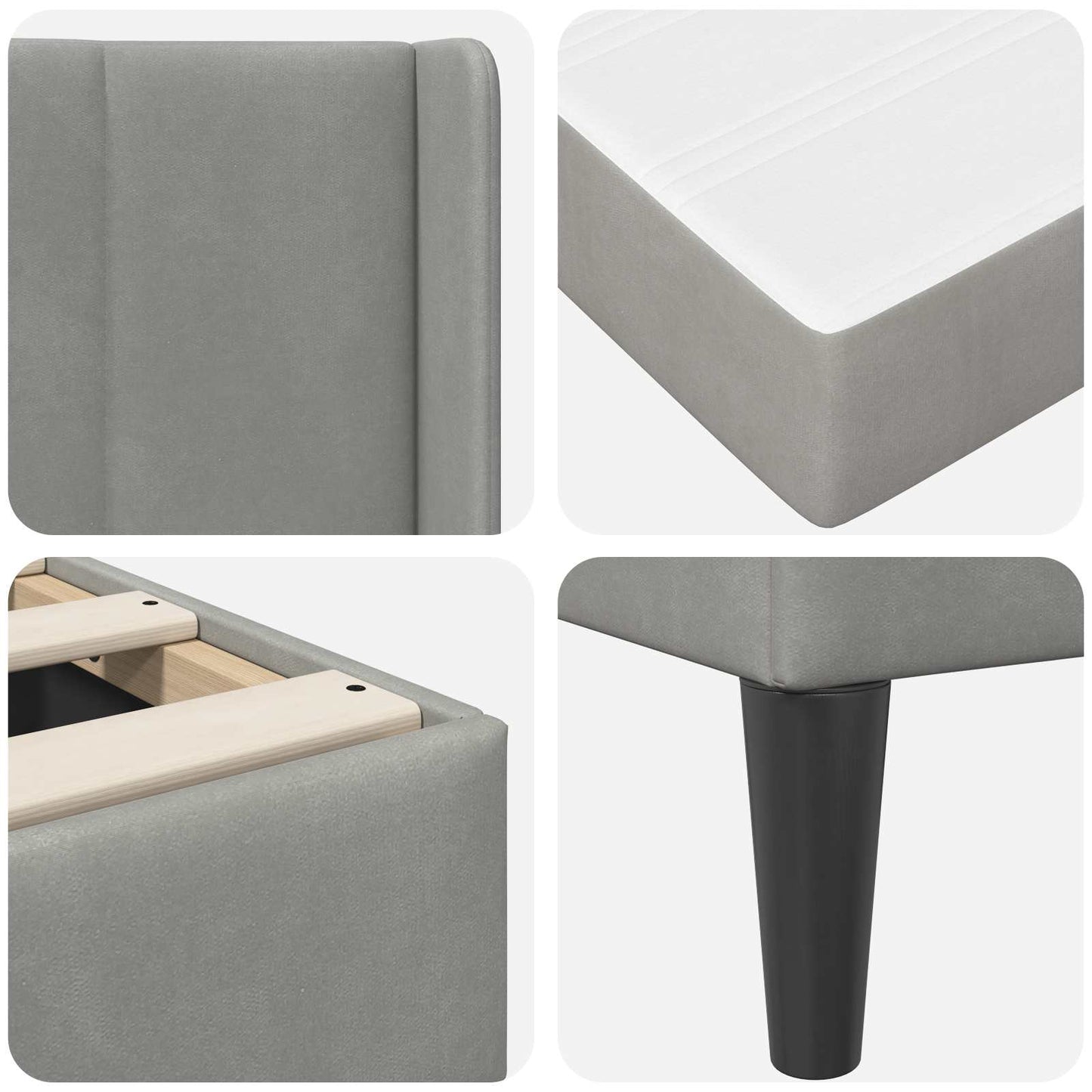 Bettrahmen mit Matratze Hellgrau 90 x 190 cm Samt