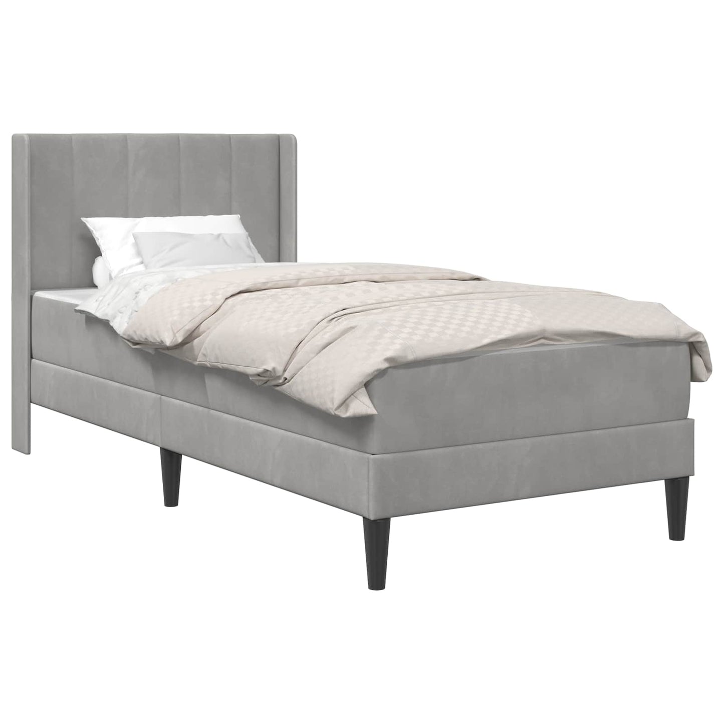 Bettrahmen mit Matratze Hellgrau 90 x 190 cm Samt