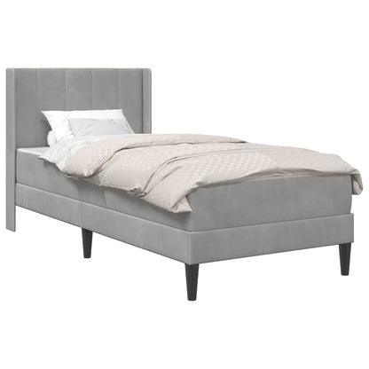 Bettrahmen mit Matratze Hellgrau 90 x 190 cm Samt