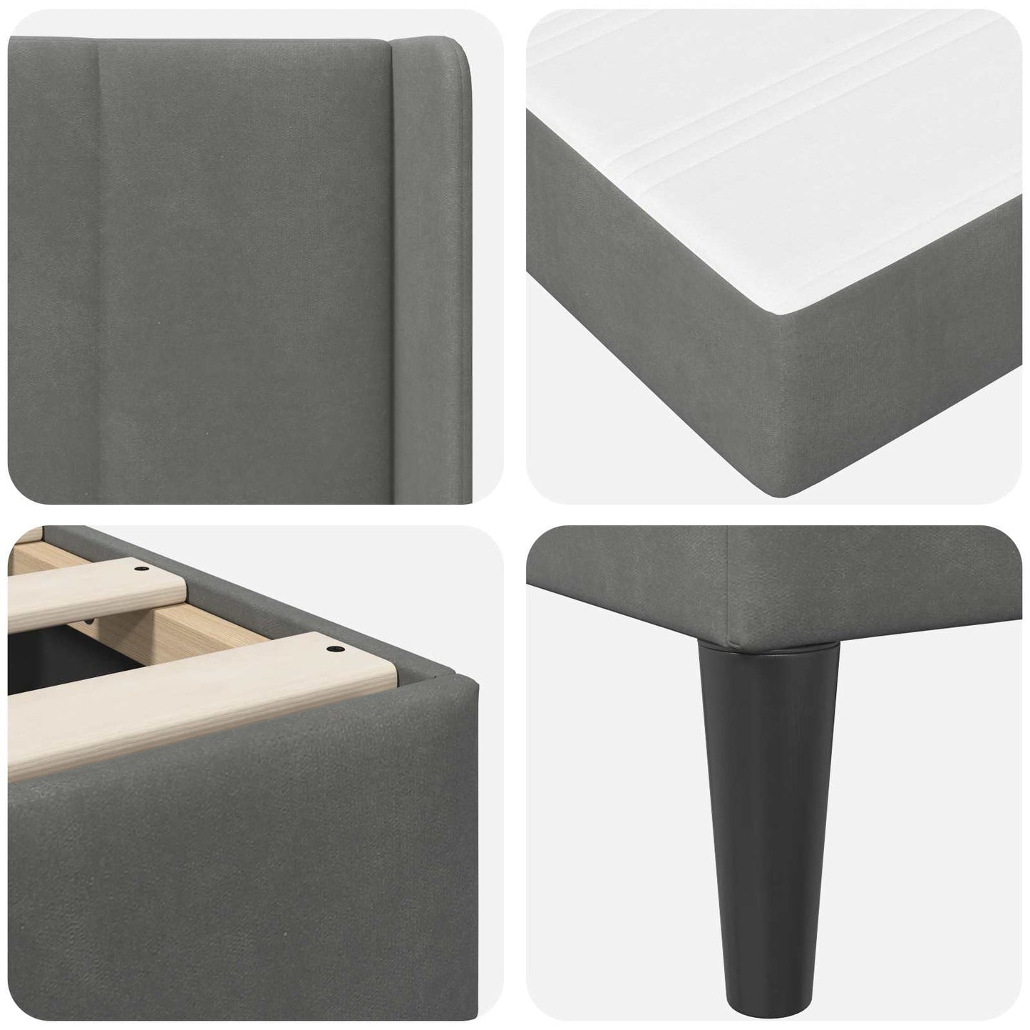 Bettrahmen mit Matratze Dunkelgrau 90 x 190 cm Samt