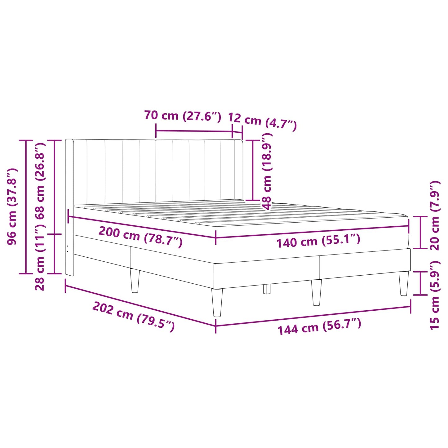 Bettrahmen mit Matratze Dunkelgrün 140 x 200 cm Samt
