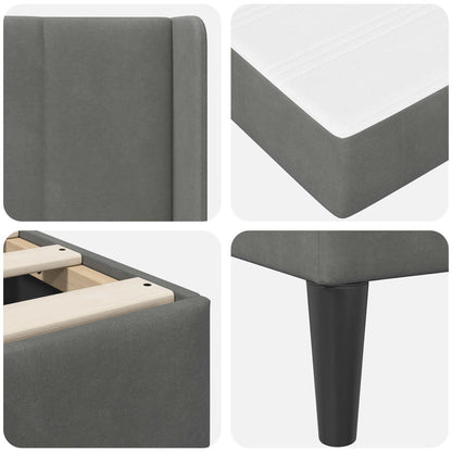 Bettrahmen mit Matratze Dunkelgrau 160 x 200 cm Samt