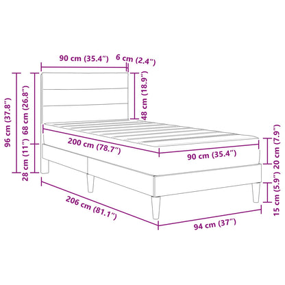Bettrahmen Hellgrau 90 x 200 cm Polyester