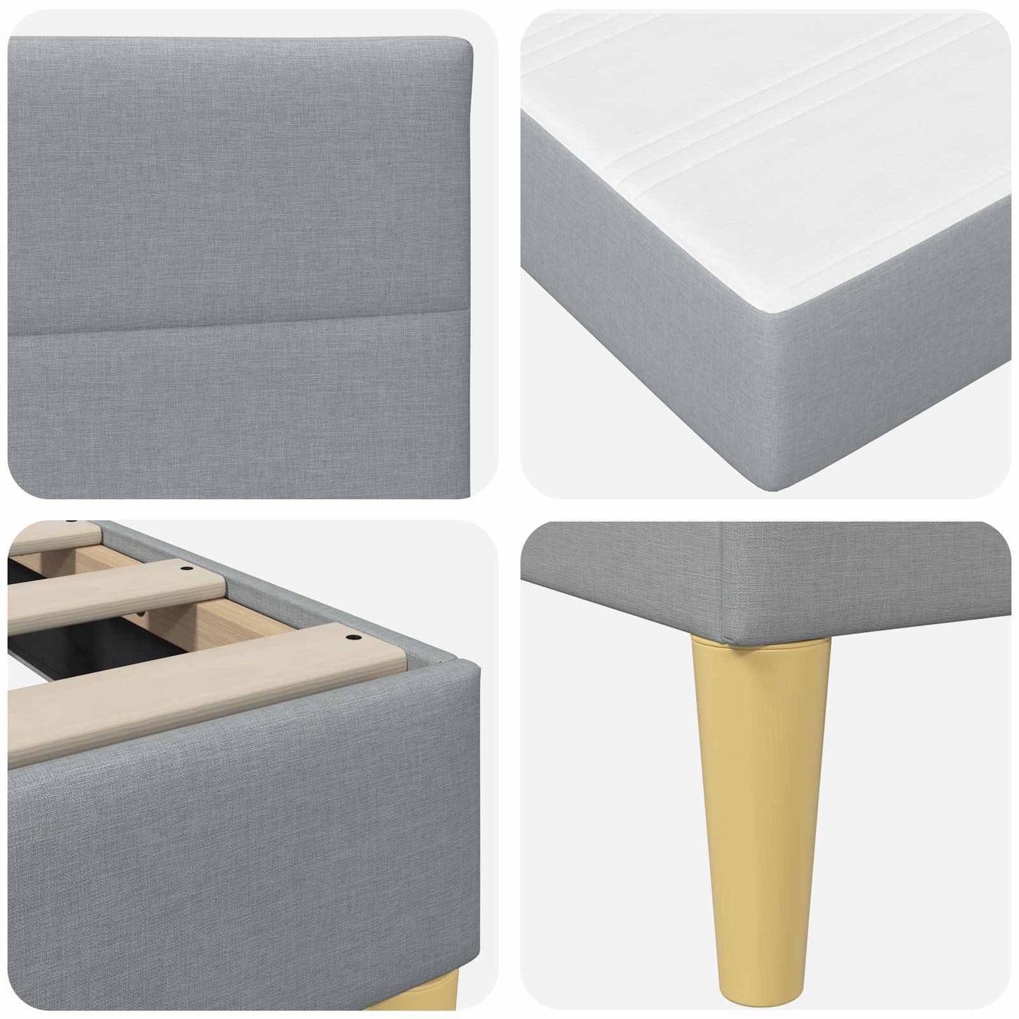 Bettrahmen Hellgrau 140 x 200 cm Polyester