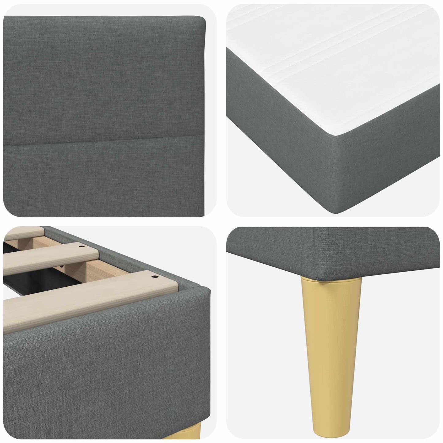 Bettgestell mit Matratze 2 pcs Dunkelgrau 180 x 200 cm Stoff