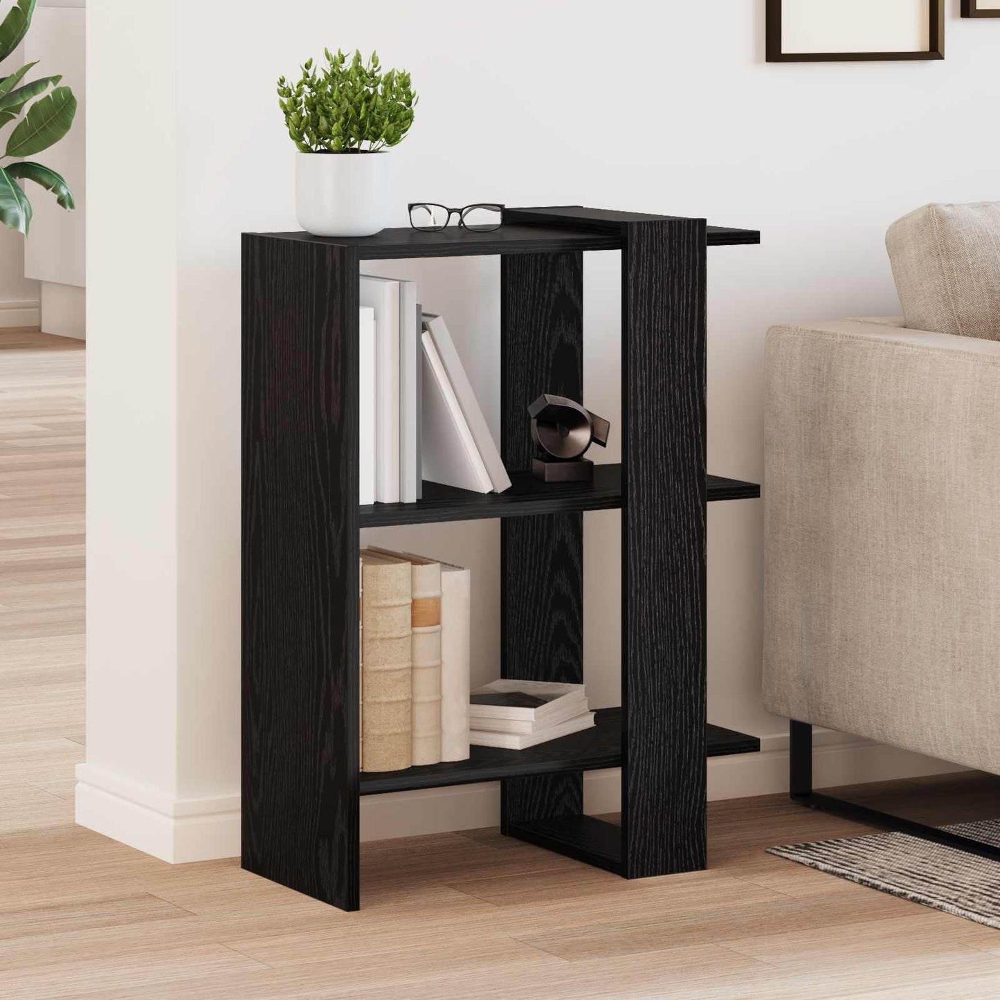 vidaXL Bücherregal Schwarz Eichen-Optik 52 x 25 x 71,5 cm