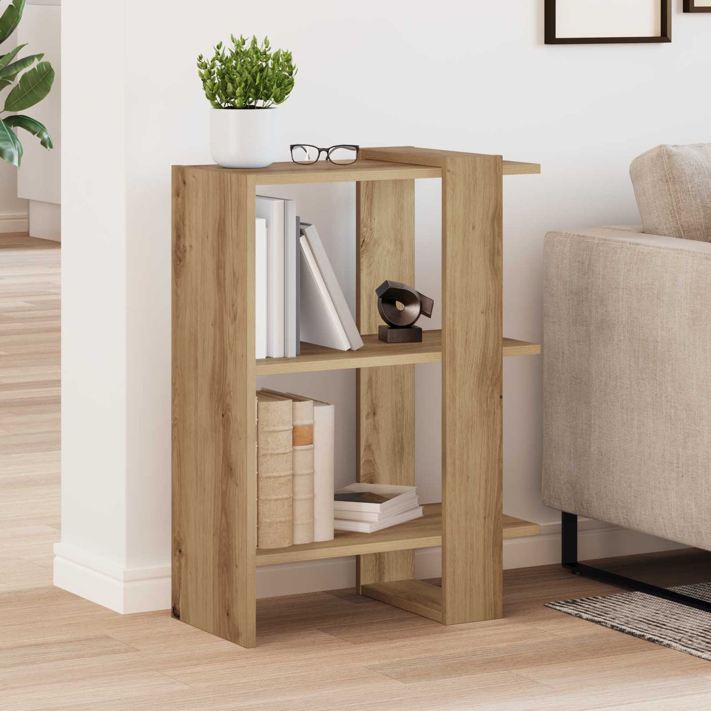 vidaXL Bücherregal Artisan-Eiche 52 x 25 x 71,5 cm Holzwerkstoff