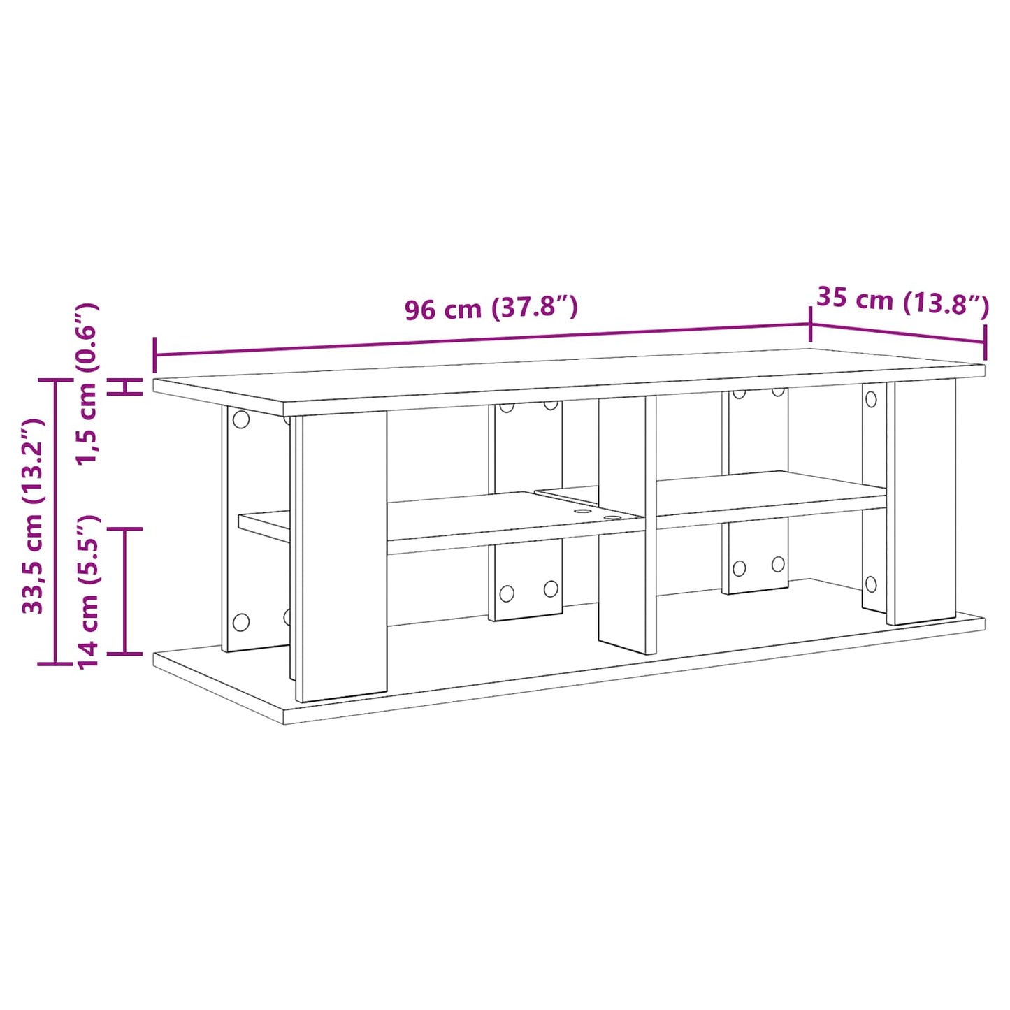 TV-Ständer Beton Grau 96 x 35 x 33,5 cm