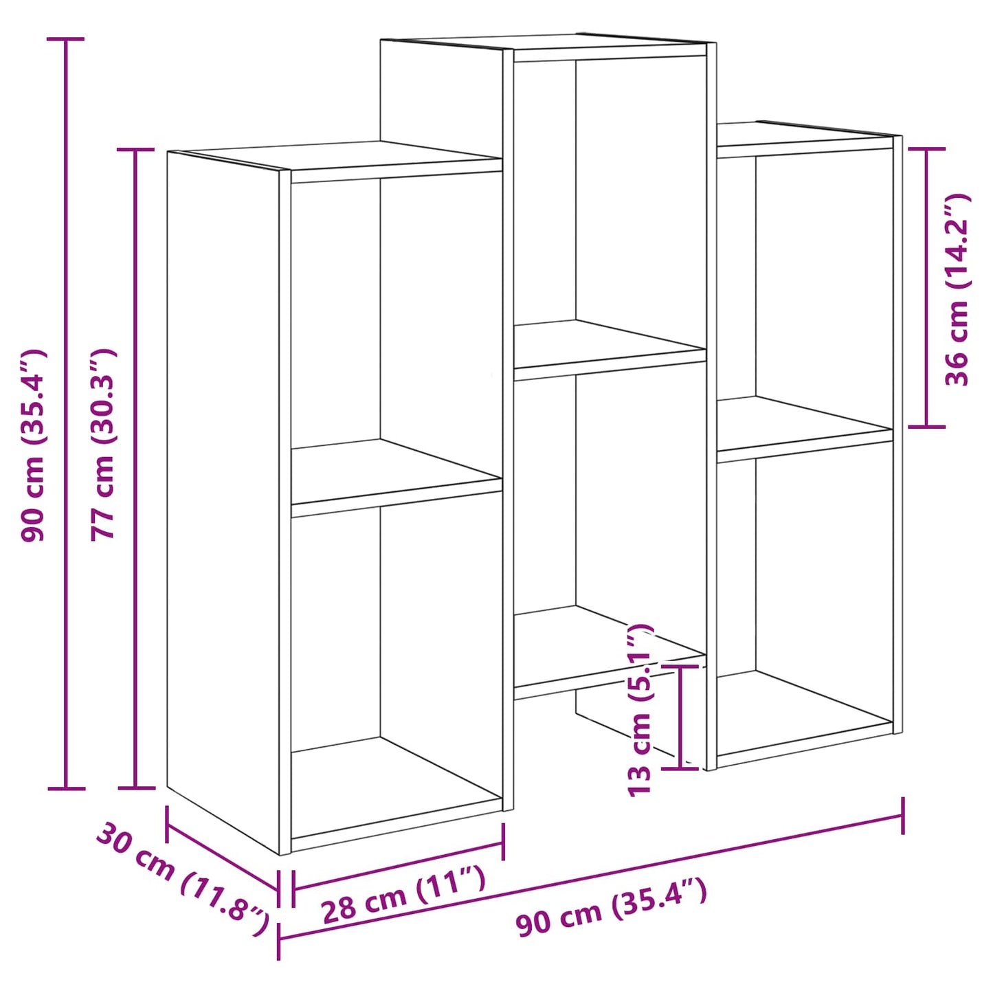 Sideboard Sonoma-Eiche 90 x 30 x 90 cm