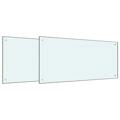 Küchenrückwand 2 pcs Weiß 100 x 50 cm Gehärtetes Glas