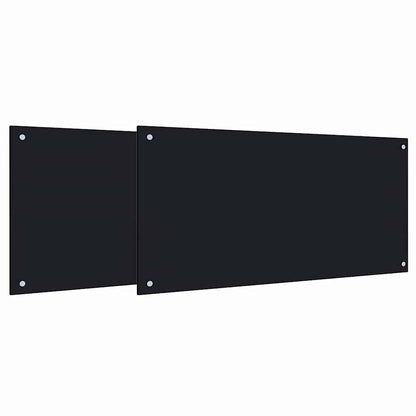 Küchenrückwand 2 pcs Schwarz 100 x 50 cm Gehärtetes Glas