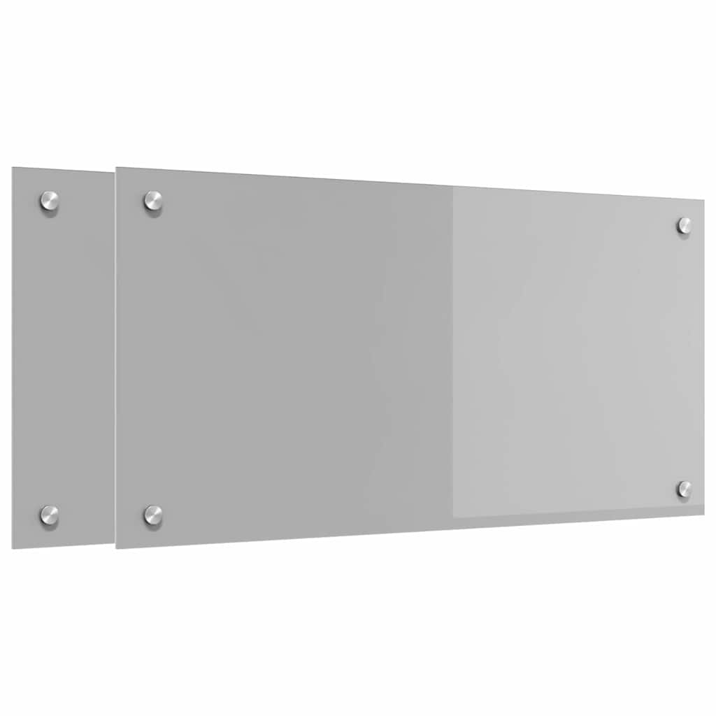 Küchenrückwand 2 pcs Hellgrau 80 x 40 cm Gehärtetes Glas
