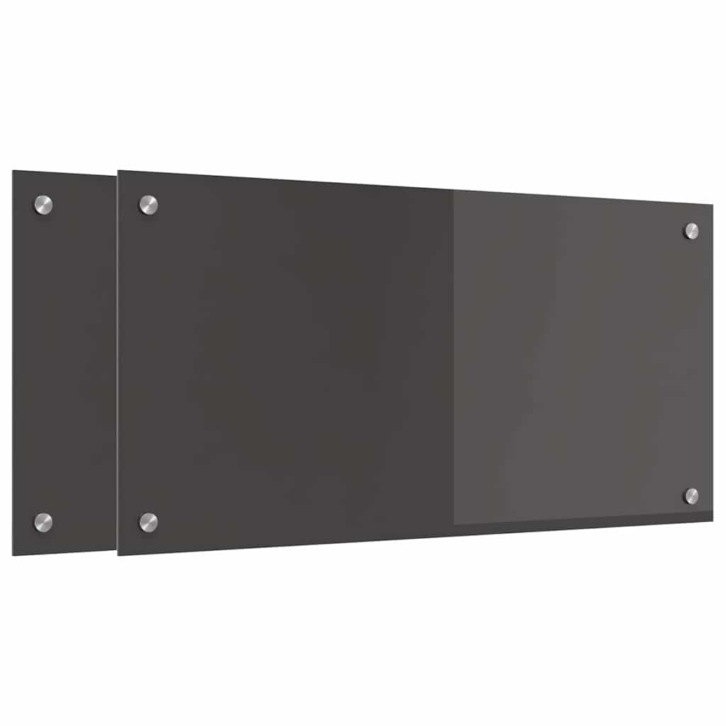 Küchenrückwand 2 pcs Dunkelgrau 80 x 40 cm Gehärtetes Glas