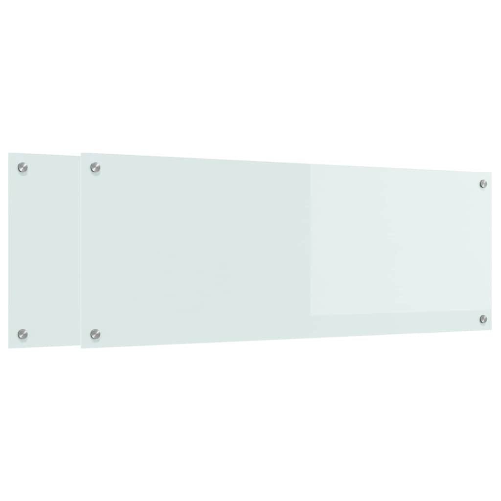 Küchenrückwand 2 pcs Weiß 110 x 40 cm Gehärtetes Glas