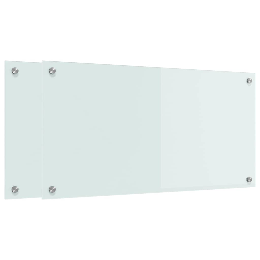 Küchenrückwand 2 pcs Weiß 80 x 40 cm Gehärtetes Glas
