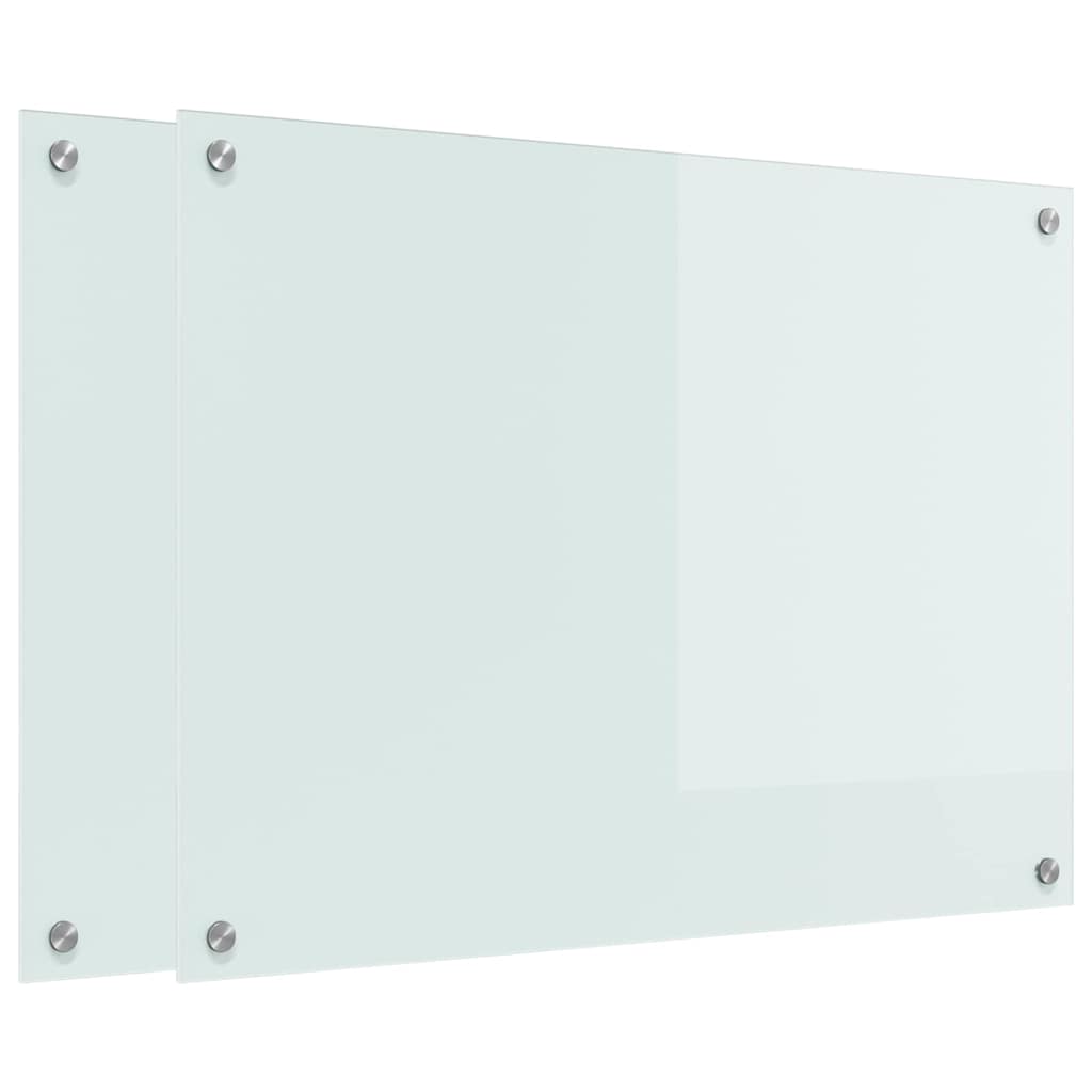 Küchenrückwand 2 pcs Weiß 80 x 60 cm Gehärtetes Glas