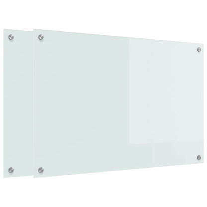 Küchenrückwand 2 pcs Weiß 90 x 60 cm Gehärtetes Glas