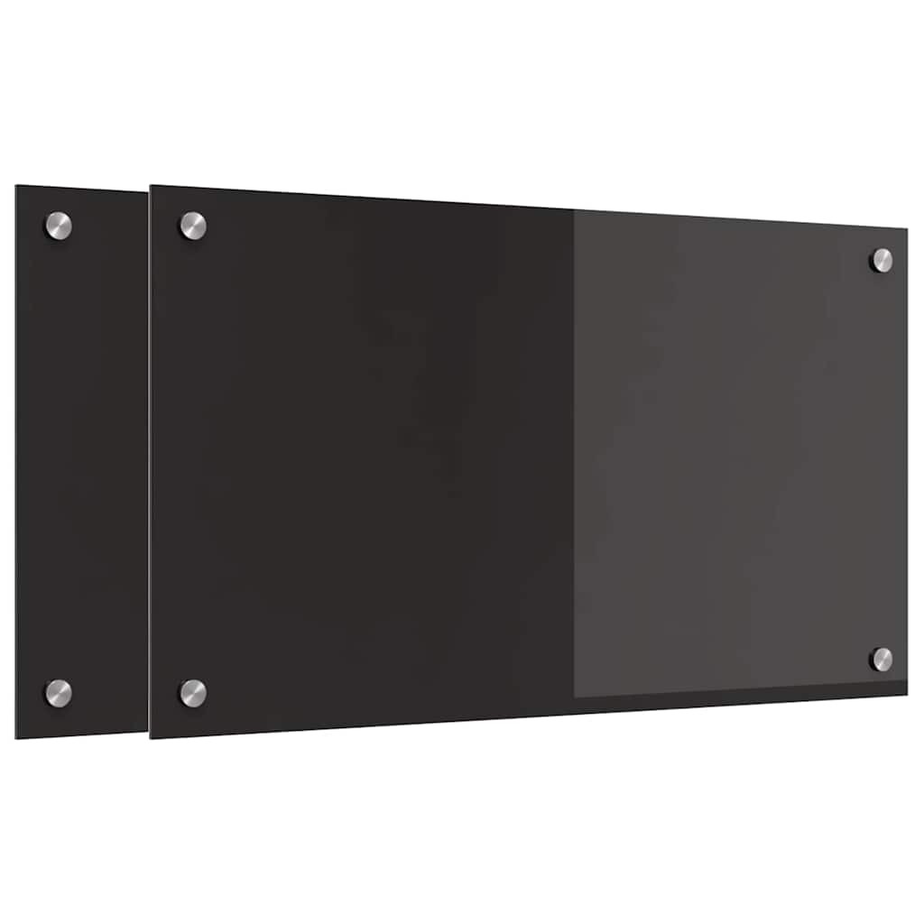 Küchenrückwand 2 pcs Schwarz 70 x 40 cm Gehärtetes Glas