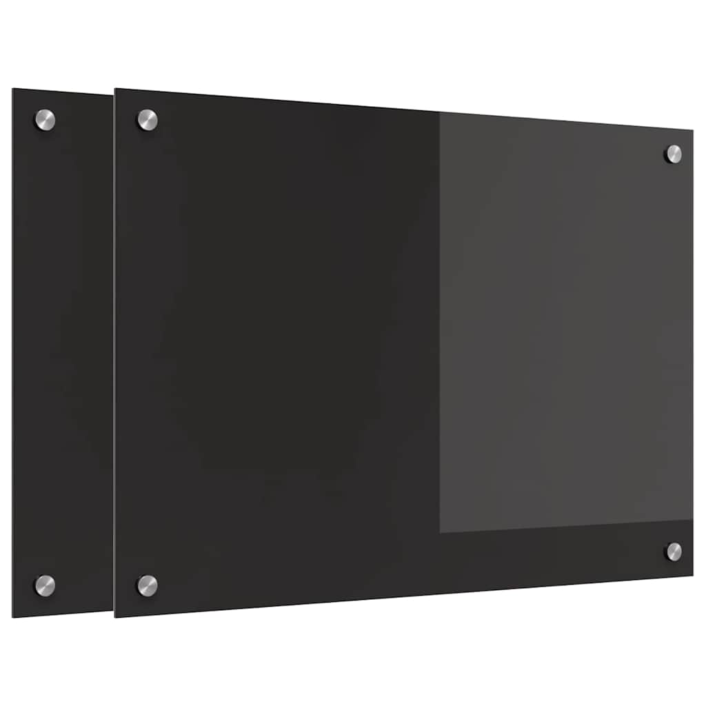 Küchenrückwand 2 pcs Schwarz 70 x 50 cm Gehärtetes Glas