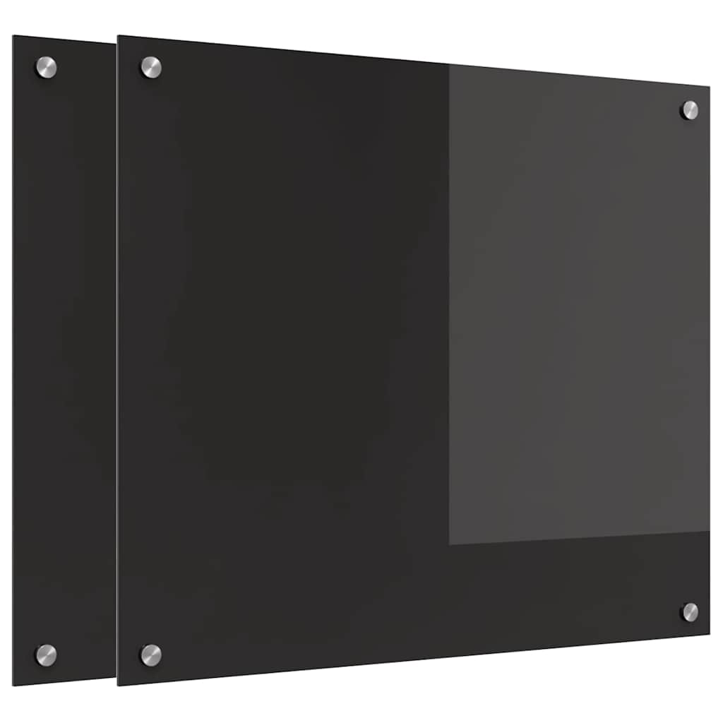 Küchenrückwand 2 pcs Schwarz 70 x 60 cm Gehärtetes Glas