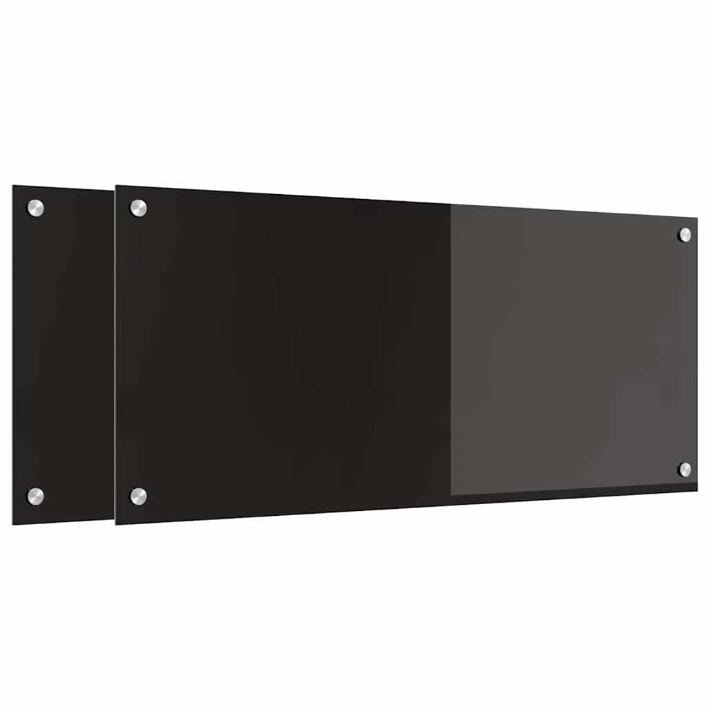Küchenrückwand 2 pcs Schwarz 90 x 40 cm Gehärtetes Glas