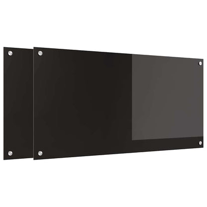 Küchenrückwand 2 pcs Schwarz 100 x 50 cm Gehärtetes Glas
