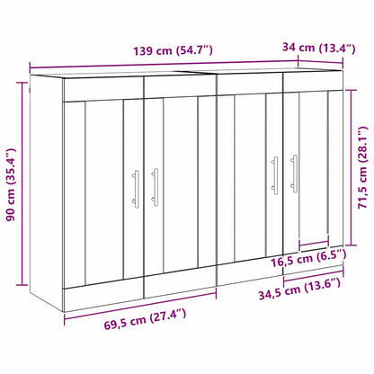 vidaXL Wandmontierter Schrank 2 pcs Altholz 69,5 x 34 x 90 cm