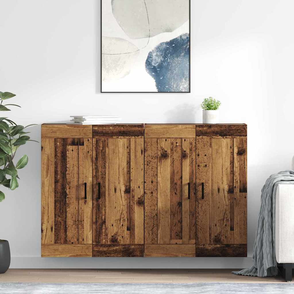 vidaXL Wandmontierter Schrank 2 pcs Altholz 69,5 x 34 x 90 cm