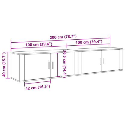 vidaXL Wand-TV-Schrank Set 2 pcs Altholz 100 x 34,5 x 40 cm