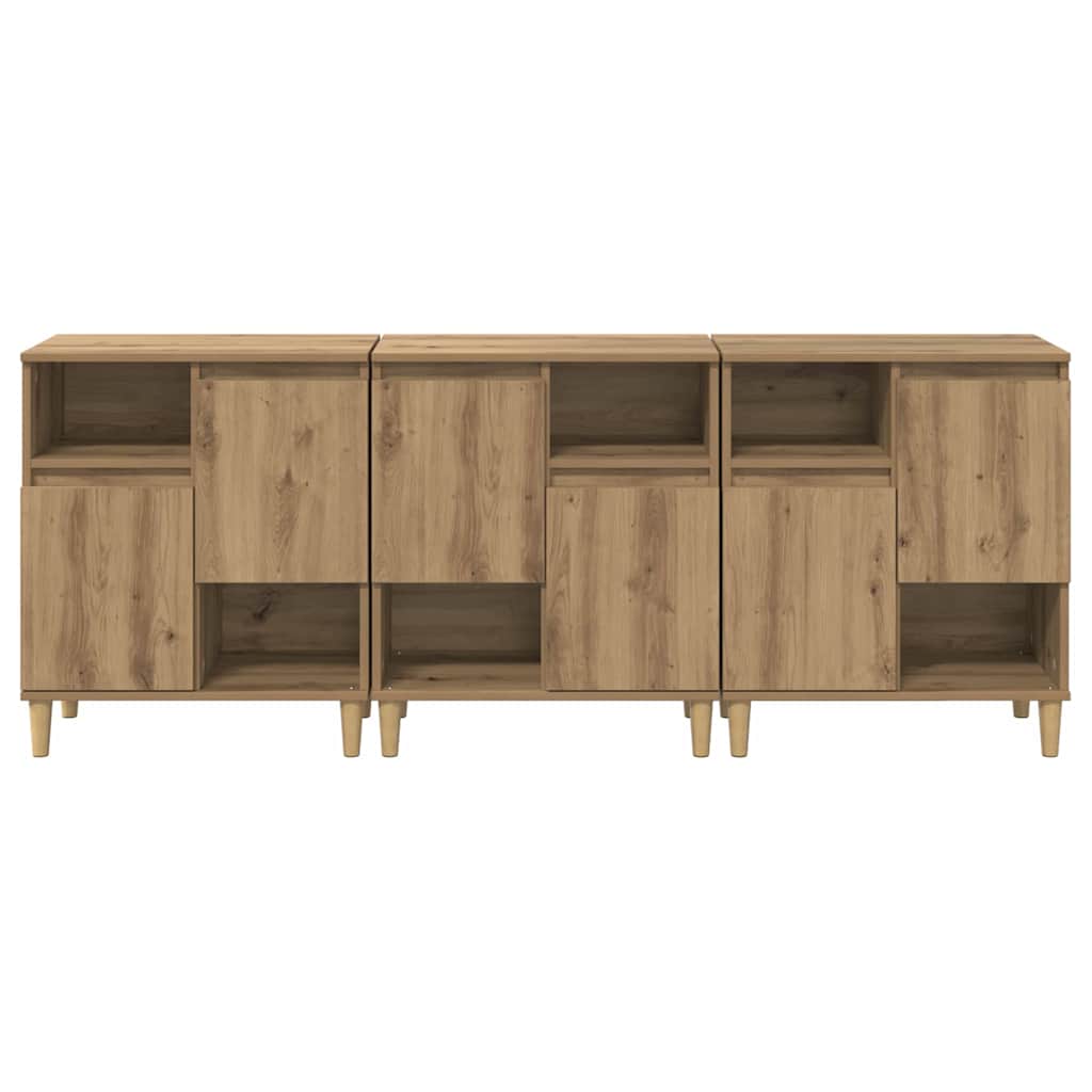 vidaXL Sideboards 3 pcs Artisan-Eiche 60 x 35 x 70 cm Holzwerkstoff