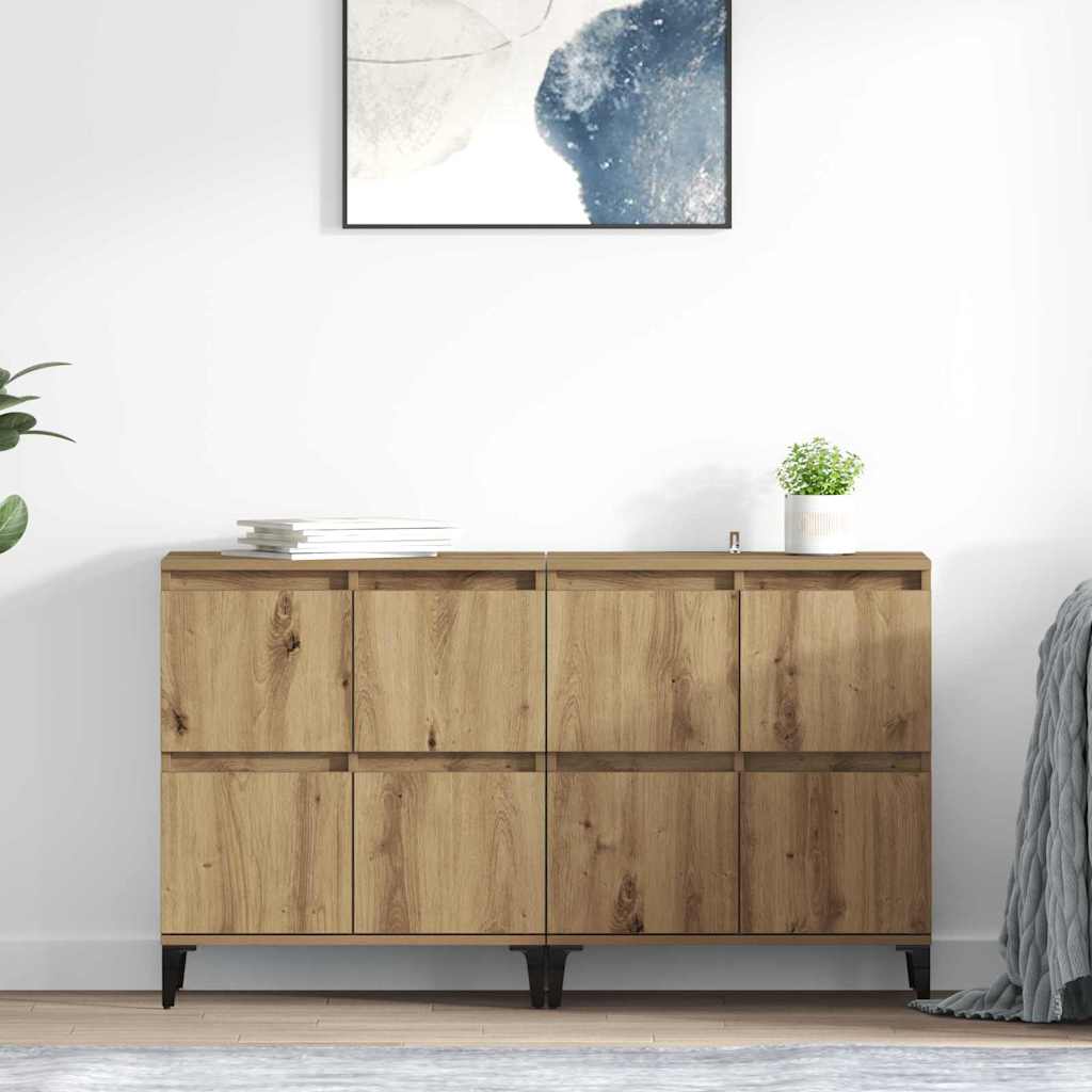 vidaXL Commodes 2 pcs Chêne Artisan 60 x 35 x 70 cm Bois d'ingénierie