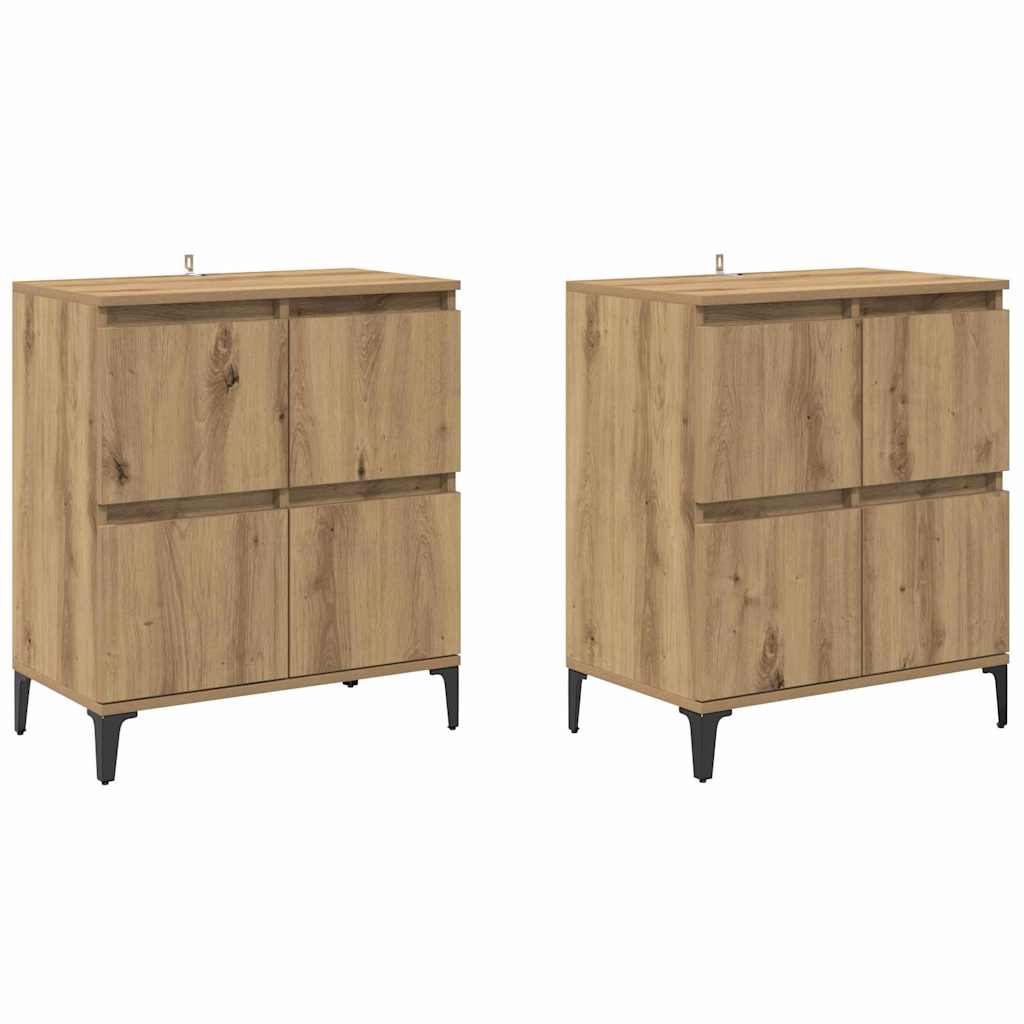 vidaXL Commodes 2 pcs Chêne Artisan 60 x 35 x 70 cm Bois d'ingénierie