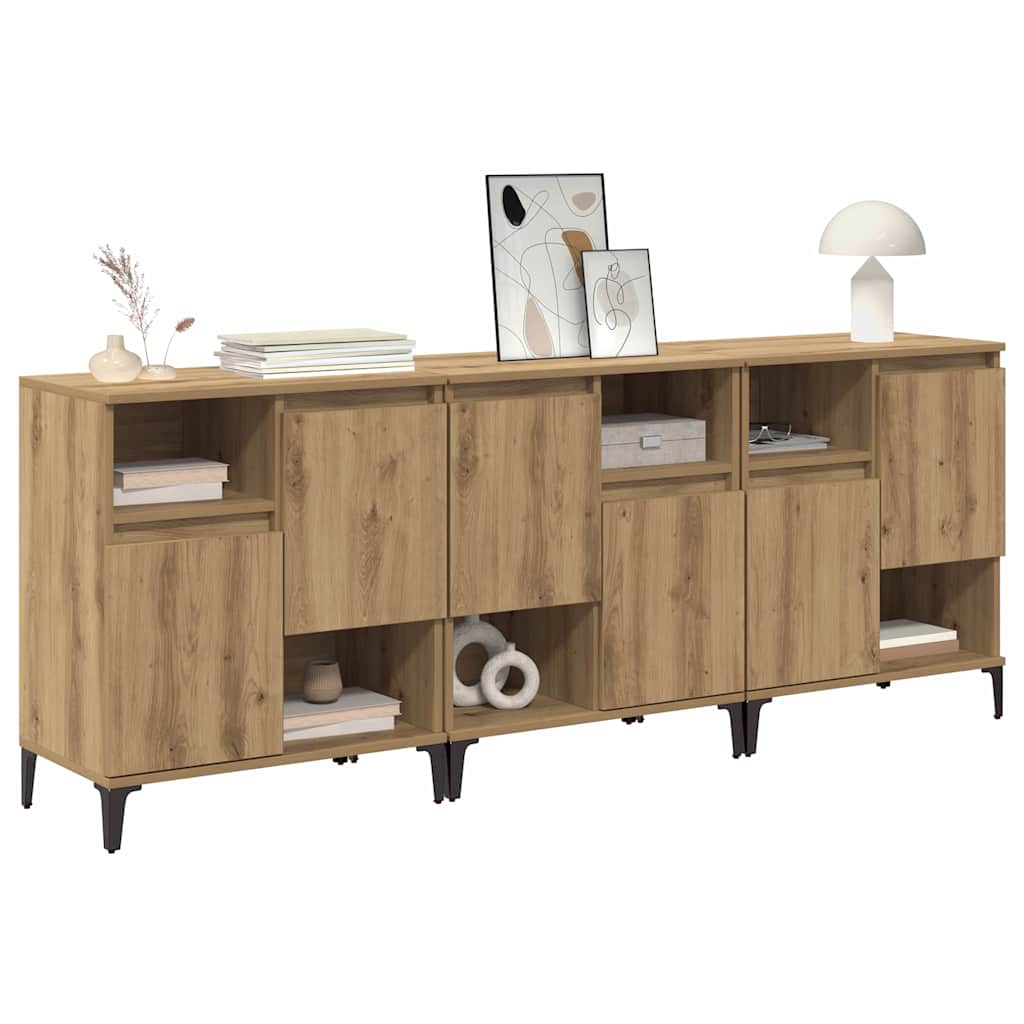 Sideboards 3 pcs Artisan-Eiche 60 x 35 x 70 cm Holzwerkstoff