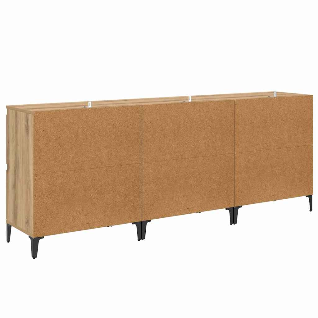 vidaXL Bahuts 3 pcs Chêne artisan 60 x 35 x 70 cm Bois d'ingénierie