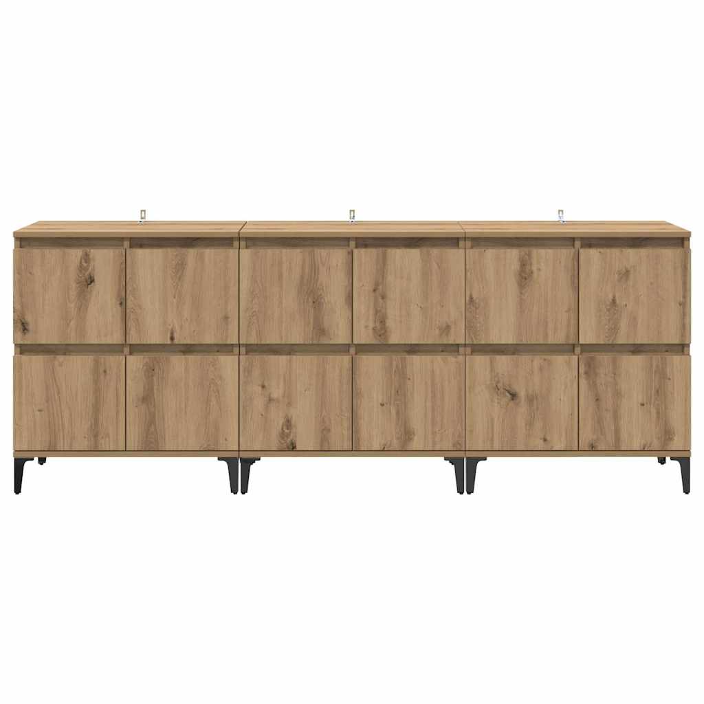 vidaXL Bahuts 3 pcs Chêne artisan 60 x 35 x 70 cm Bois d'ingénierie