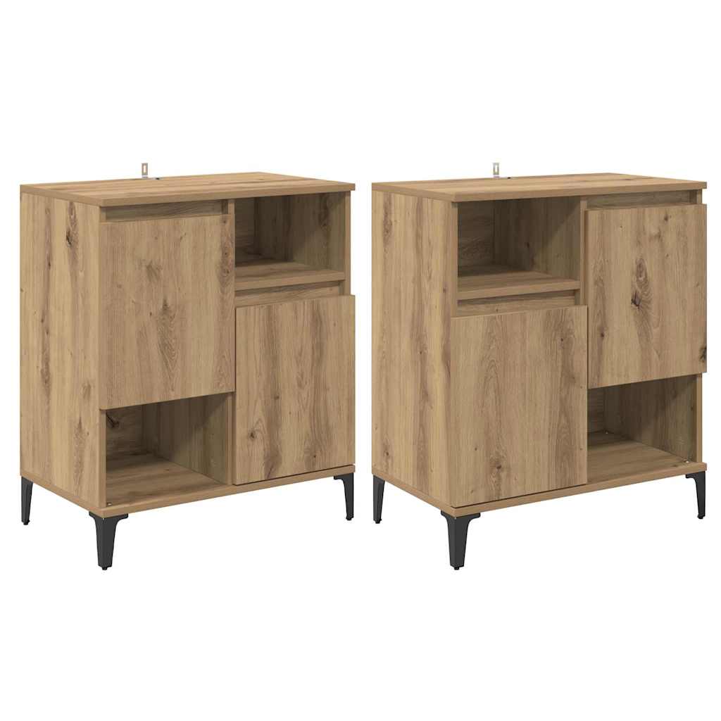 vidaXL Commodes 2 pcs Chêne Artisan 60 x 35 x 70 cm Bois d'ingénierie