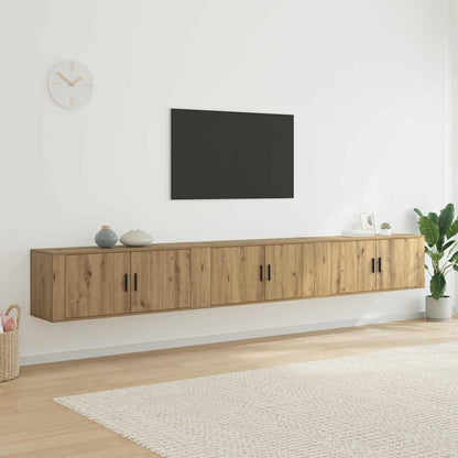 vidaXL Meuble TV mural - Ensemble de 3 pièces - Chêne artisan - 100 x 34,5 x 40 cm